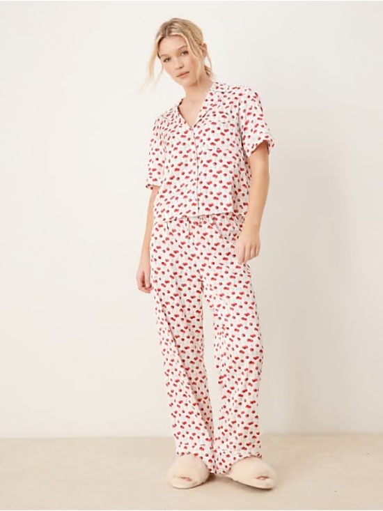 Abercrombie & Fitch Other - Abercrombie & Fitch Satin Pajama Set with Red Cherry Print